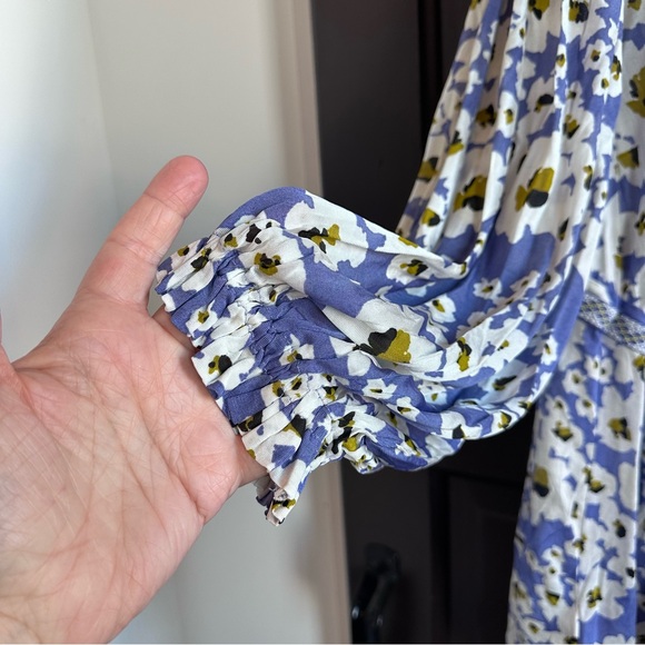 Free People White Blue Love Letter Tunic Bohemian Floral Size Medium - Picture 5 of 15